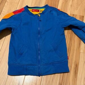 Kids Blue Jacket with Red and Orange Accents